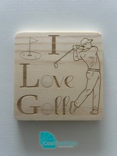 Custom Golf Wooden Engraved Coaster Set of 4 Sports Bar Man Cave Gift