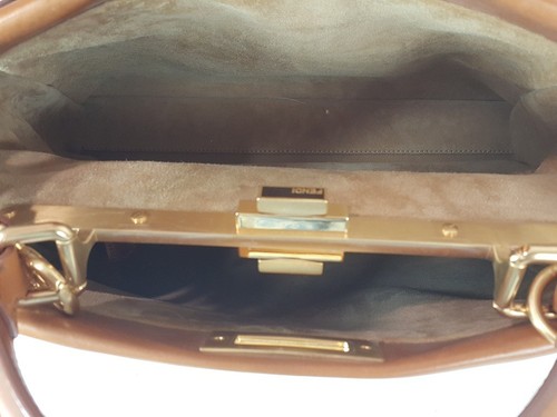 Fendi Peekaboo Caramel Brown Leather Top Handle Crossbody Bag Handtasche - Bild 8 von 11