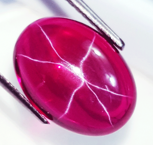 6.30 Cts. Natural Star Red Ruby 6 Rays Oval Cabochon Cut Certified Gemstone - Picture 3 of 6