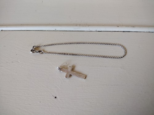Vintage 925 silver Italian Ladies bracelet And Silver Small Cross Set Collection - Picture 7 of 12