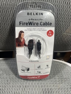 Belkin 6 Pin to 4 Pin Firewire Cable - 6ft / 1.8m - Open Box 