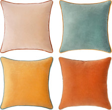 Decorative Throw Pillow Covers Cushion Cases, Set of 4 Soft Velvet Modern Double