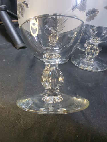 Juego de 6 vasos vintage Libbey plata esmerilada hoja transparente copa 8 OZ - Imagen 5 de 6