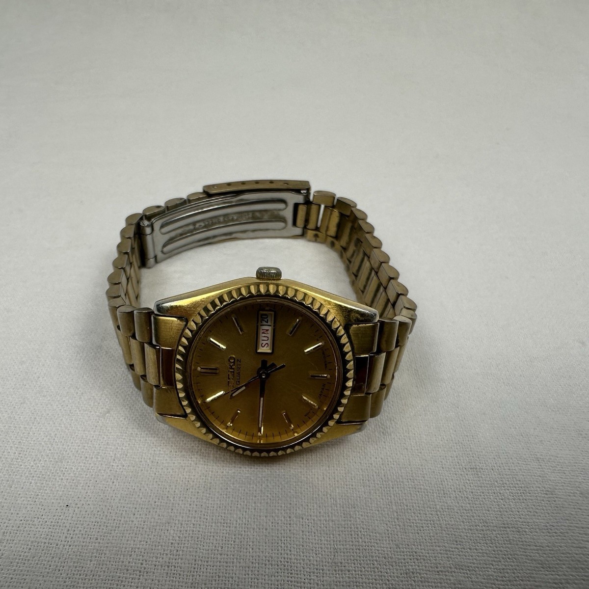 Vintage Seiko Quartz Watch 7N83-0041 Gold Tone w/ Day-Date | eBay