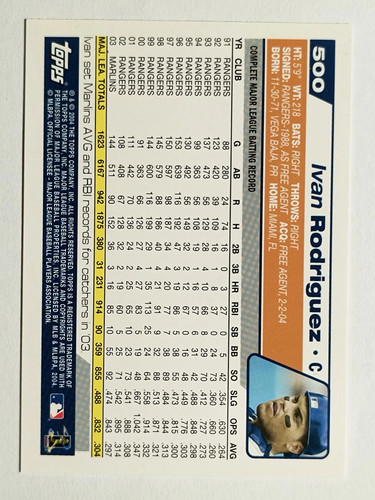 2004 Topps 1st Edition #500 Ivan Rodriguez - Picture 2 of 2