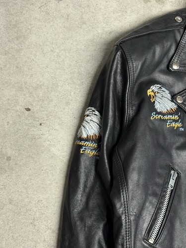 Vintage Screaming Eagle Leather Biker Jacket - Picture 4 of 5