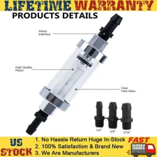 Universal Chrome Reusable Washable Gas Fuel Filter Inline 1/4 5/16 3/8 Inlet US