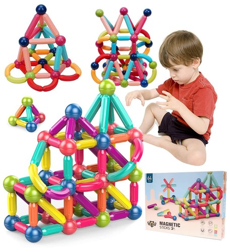 64stk Blocks Magnetic Building Kinder Spielzeug Magnetische Bausteine Blöcke - Bild 11 von 12