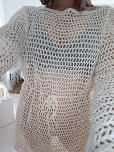 Handmade Women's Crochet Bikini Cover-up Beach Dress Sheer - Picture 4 of 9