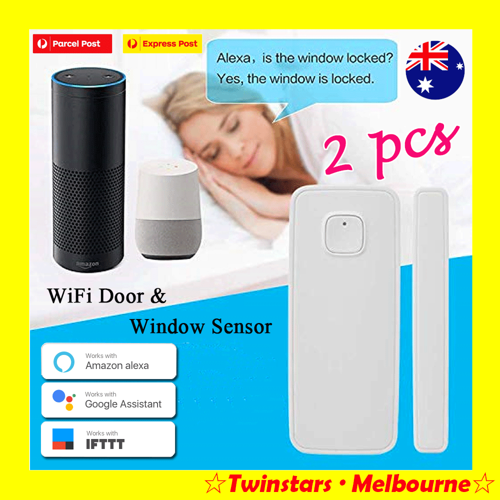 2 x Smart Home WiFi Door Window Sensor Detector Security Alarm Google
