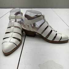 Chinese Laundry White Caileigh Pump Strappy Stacked Block Heel Women  s Size 6.5