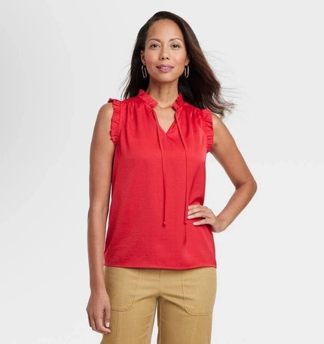 Women's Short Sleeve Satin Top - Knox Rose™ Red XS ( Retail)