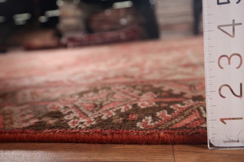 Vintage Geometric Red Wool Heriz Dining Room Rug 10x13 Hand-knotted Carpet - 第 18/19 張圖片