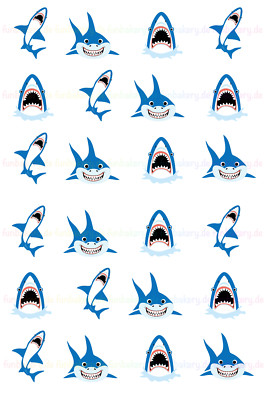 Hai-Fisch eßbar Muffin Tortenaufleger Tortenbild Geburtstag Party Deko Shark neu