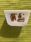 Vintage Pyrex 501 Rectangle Dish size 1.5 cup.. No Lid. Cat, Corn, On Outside.
