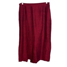 Eileen Fisher Red Italian Yarn Linen Blend A-Line Midi Skirt Women  s Size M
