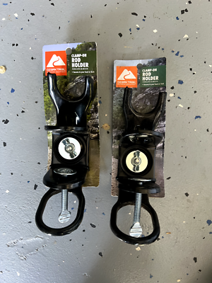 Two Ozark Trail Rod Holder Rubber Dipped Clamp-On Black