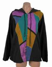 TEDDI Women's Jacket L/XL Vintage 80's Metallic Mixed Media Bomber Art to Wear
