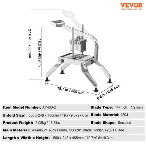 Commercial Vegetable Slicer 1/4"&1/2" Manual Tomato Slicer with Non-slip Feet - Picture 7 of 11