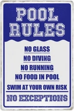 Pool Rules Tin Sign Swim At Your Own Risk Swimming Pool Safety Warning Signs Vin