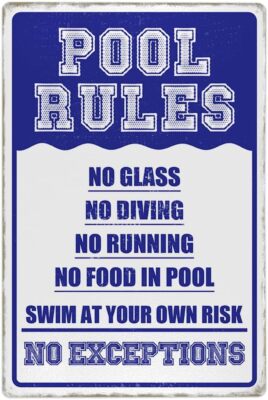 Pool Rules Tin Sign Swim At Your Own Risk Swimming Pool Safety Warning Signs Vin
