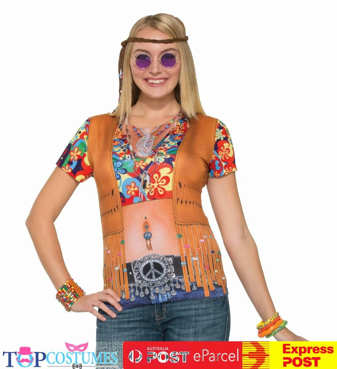 Hippie Girl 1960s 70s Go Go Mod Retro Groovy Hippy Disco Shirt Costume |  eBay