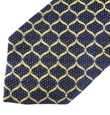 Bergamo New York Navy Blue Gold Polyester Neck Tie Geo Medallion A157