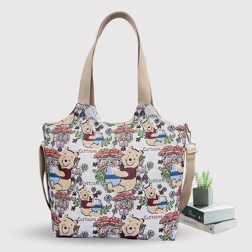 Bolso de Hombro de Lona Bordado Doble Asas Damas Bolso Bandolera Bolso de Mano TF - Imagen 18 de 20