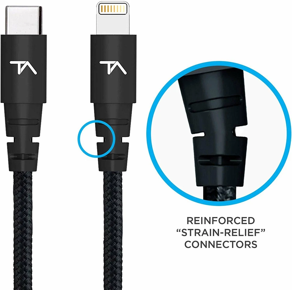 Tech Armor Apple MFi Certified 6 FT USB C to Lightning Sync/Charge Cable - Image 3 of 4