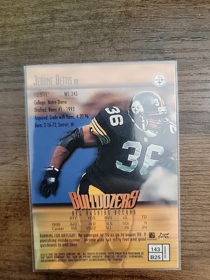 1997 Topps Finest Football Bulldozers Jerome Bettis #143 Pittsburgh Steelers - Image 2 of 2