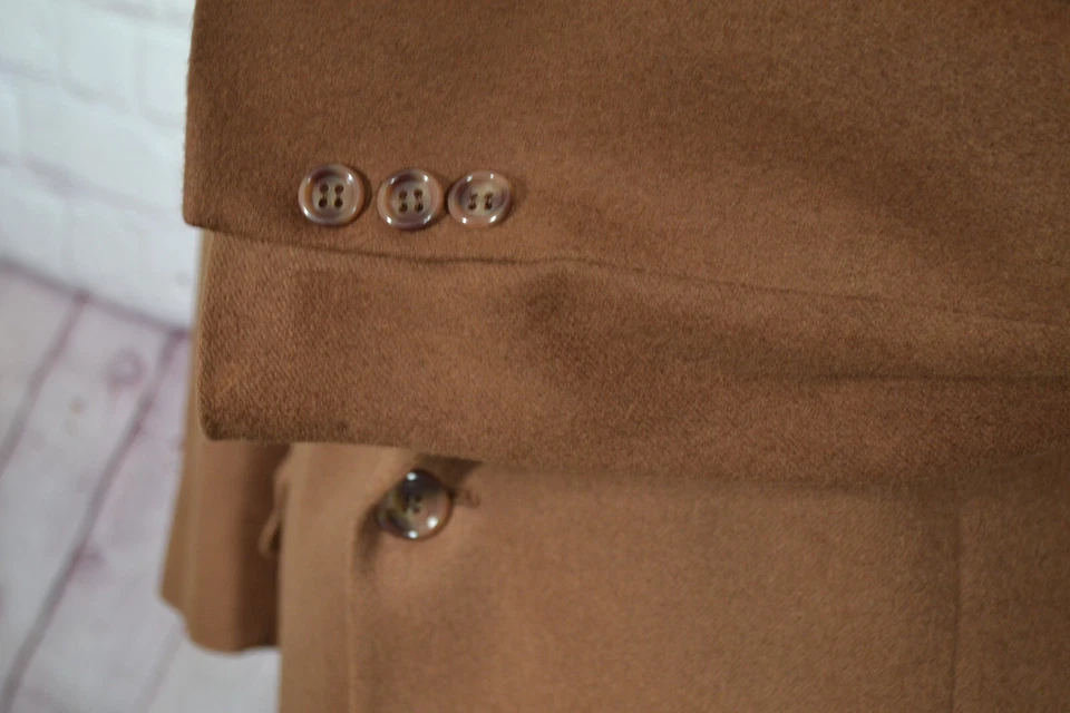 FIORAVANTI COUTURE Hombres Marrón CACHEMIRA Abrigo Deportivo Traje Chaqueta TALLA 41S Foto 3 de 4