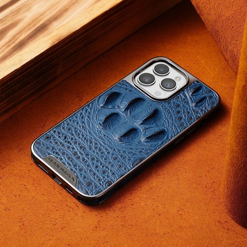 Funda protectora de cuero genuino con patrón de cocodrilo para iPhone 12 13 14 15 16 Pro - Imagen 27 de 35