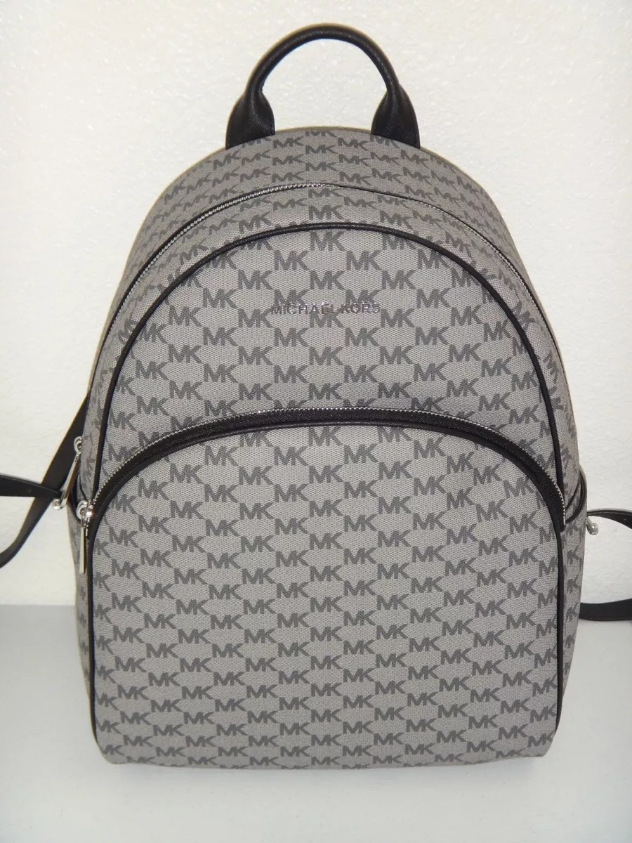 KORS Women&#039;s Abbey MK Signature LARGE Backpack Gray Black 38F8XAYB7V | eBay