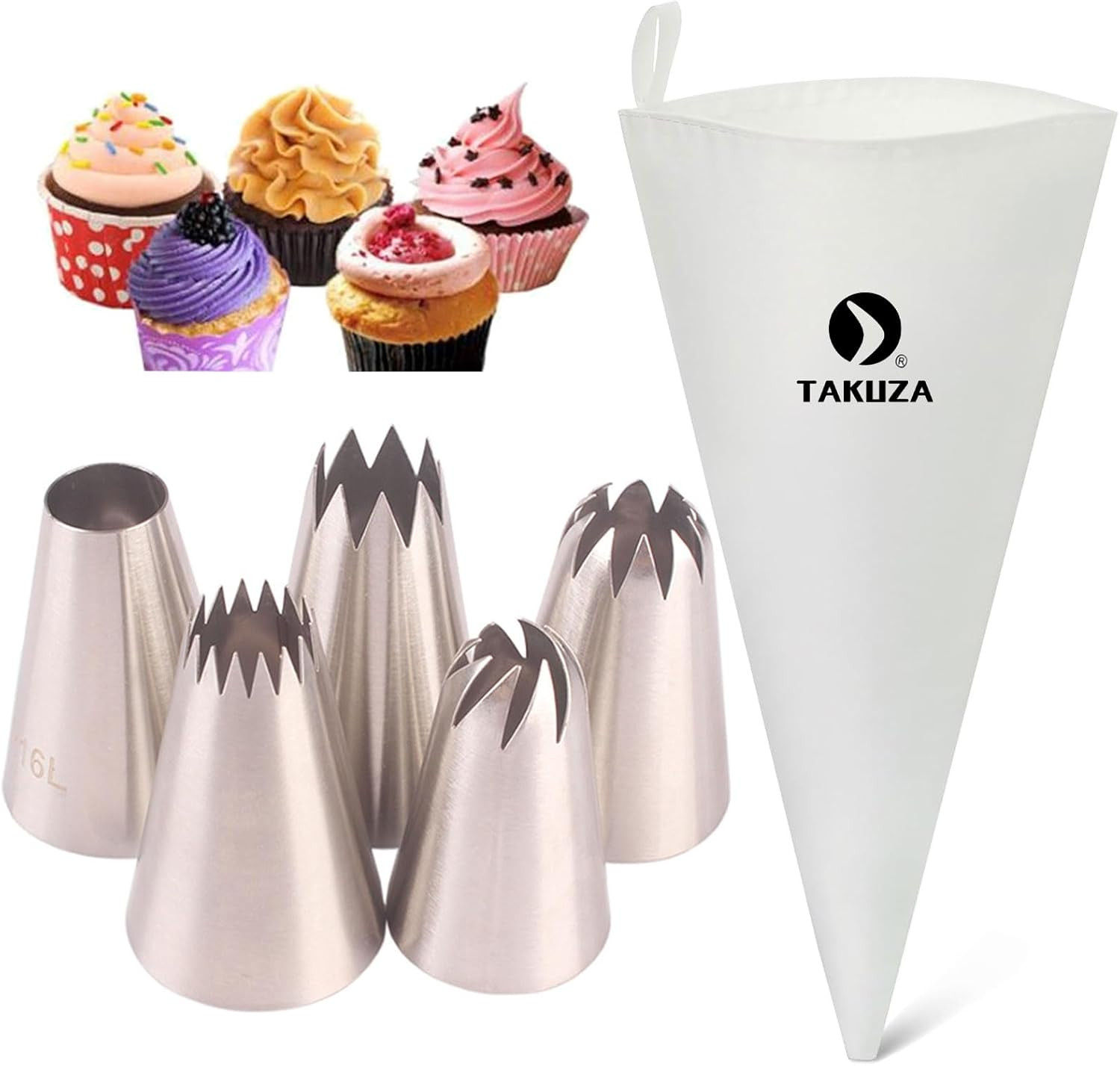 Spritzbeutel 6 Tüllen Wiederverwendbar Edelstahl Profi Kuchen Dekoration