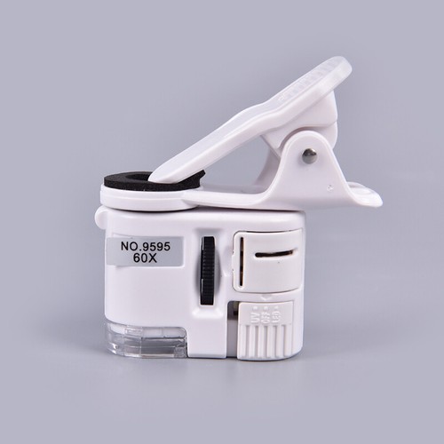 60x Universal Mobile Phone Mini Clip LED UV Lights Microscope Magnifier Loupe# - Bild 3 von 12