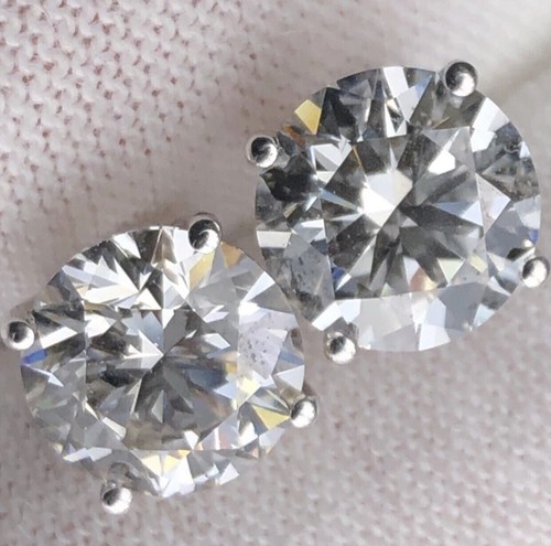 4 Carat VVS Real Lab Grown Moissanite Diamond Round 2 Stud Earrings 925 GRA - Picture 4 of 5