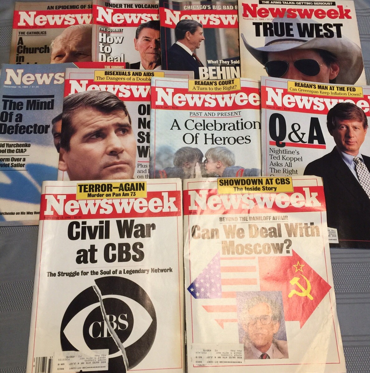 Lot Of 12 Assorted Newsweek Magazines 1985-1987 Oliver North Sam