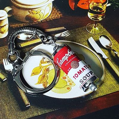 Einzigartiger CAMPBELLS TOMATENSUPPE SCHLÜSSELANHÄNGER Schlüsselanhänger DESIGNER Miniatur ANDY WARHOL