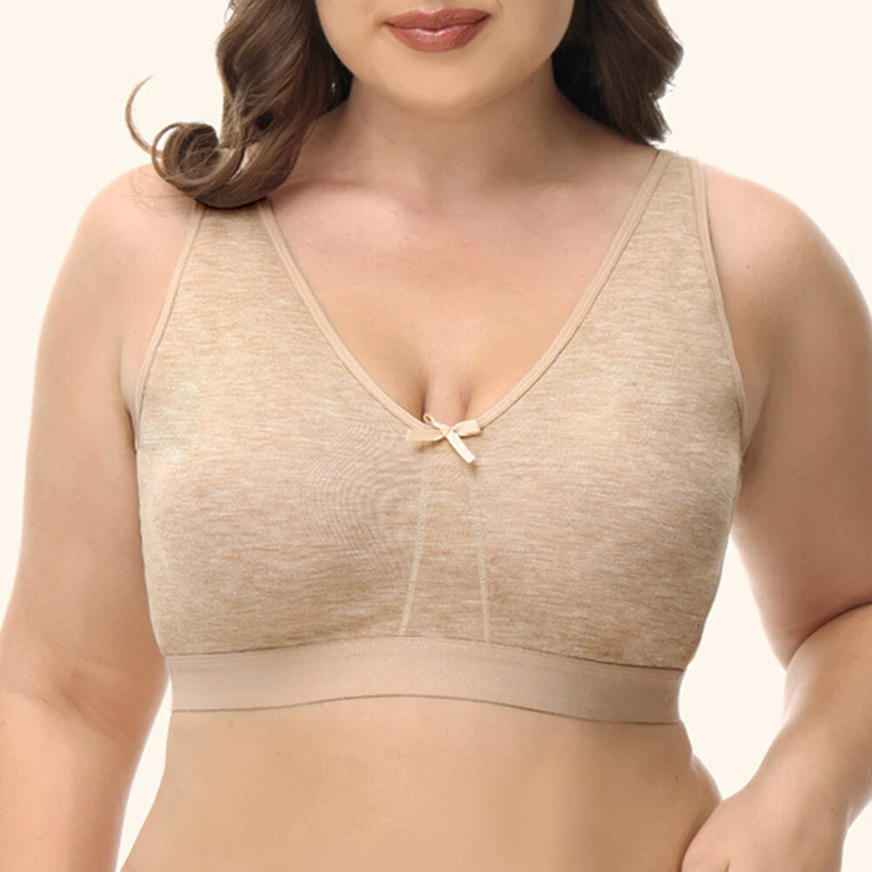 Sutiã feminino peito grande sem enchimento bronze roupa íntima sem fio aconchegante sexy lingerie - Imagem 2 de 4