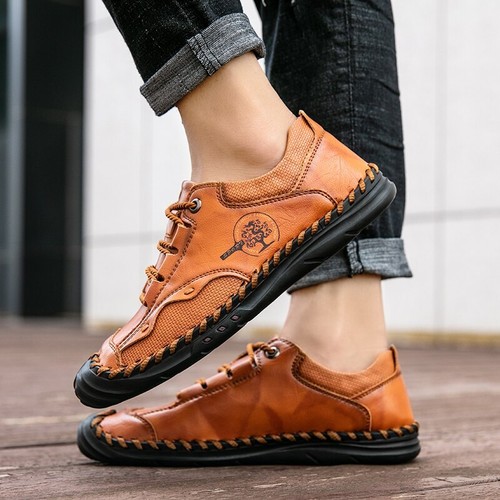 Genuine Leather Men Shoes Casual Loafers Sneakers Breathable Soft Driving Shoes - Imagen 5 de 21