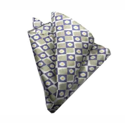 FAZZOLETTO DI SETA POCHETTE DA TASCHINO BIANCA BEIìGE A FIORI