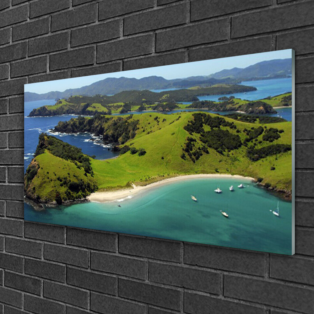 Tableau sur verre lavable 100x50 cm paysage forêt pour cuisine et séjour
