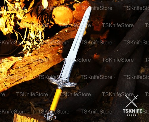 Hand forged Conan the barbarian Engraved Sword With Leather Sheath, Gift for Men - Picture 5 of 5