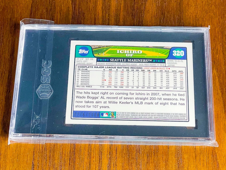 Ichiro Suzuki 2008 Topps #320⚾️⚾️⚾SGC 10 GM⚾⚾⚾Gold⚾⚾⚾SN#0276/2008⚾⚾⚾ThePennyGame - Image 2 of 3