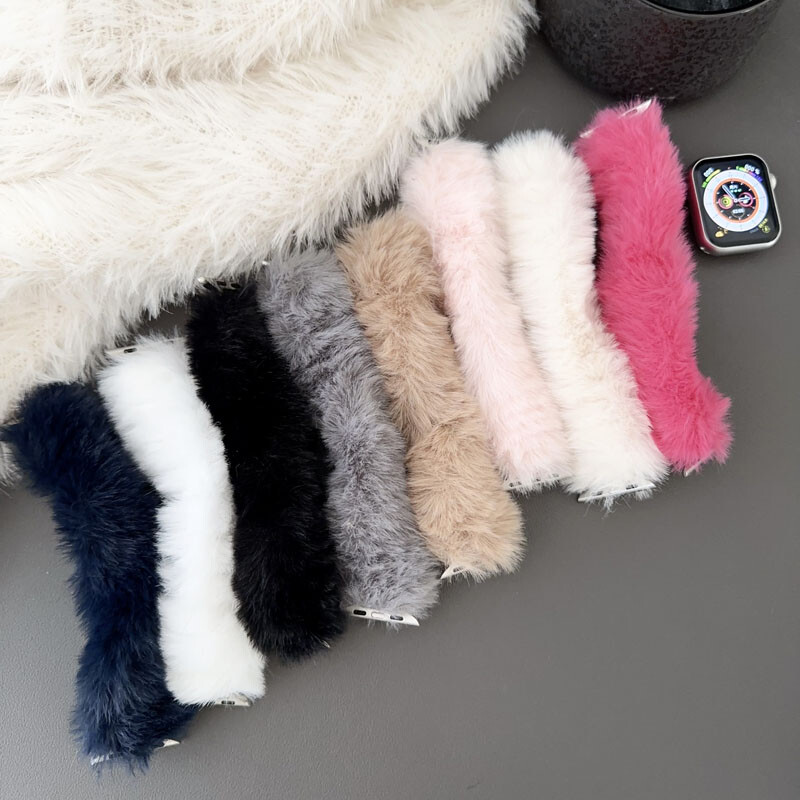 Rabbit fluff For Apple Watch Series 9 7 6 5 SE Ultra iWatch Strap Band Bracelet