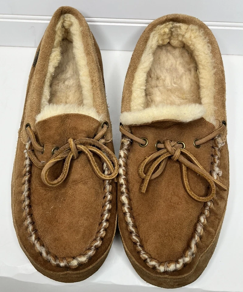 Zapatillas de piel de oveja marrón gamuza Acorn para hombre talla 9 suela de goma piel de oveja Foto 3 de 4