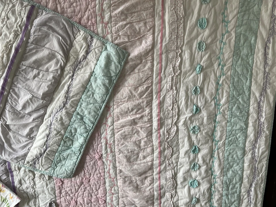 Edredón de sirena Pottery Barn Kids Bailey con volantes doble reversible + farsa + sábana LEER Foto 3 de 4