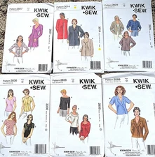 New Kwik Sew Ladies tops, sewing patterns, XS to XL sealed, inexpensive shipping