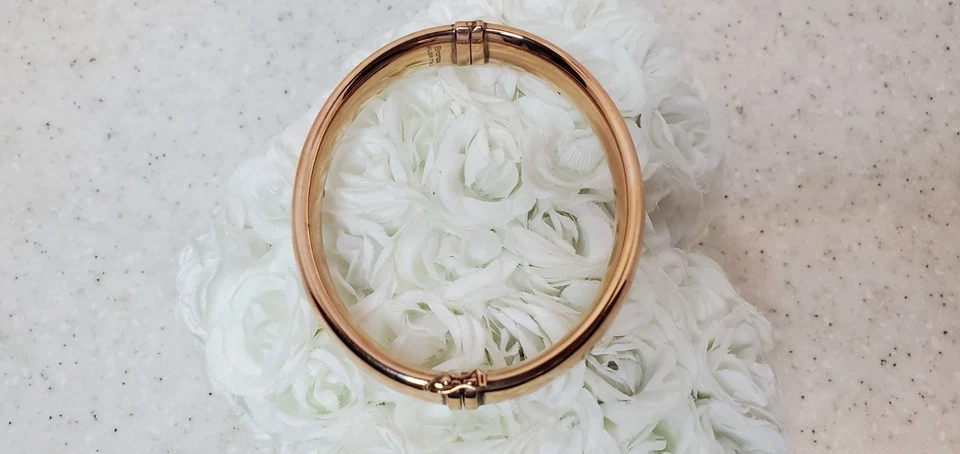 Brazalete Brazalete Bronzo Italia Tono Oro Rosa Bronce Ovalado Cargado con Resorte Foto 3 de 4