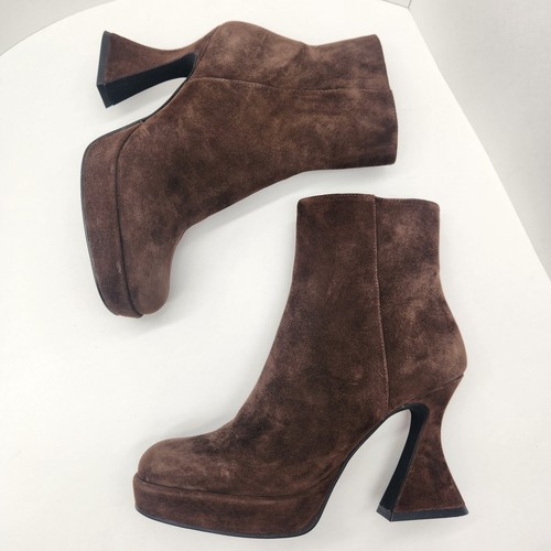 Jeffrey Campbell stivaletti donna 8 camoscio marrone umanità tacco a bobina nuovi $299 - Foto 1 di 14
